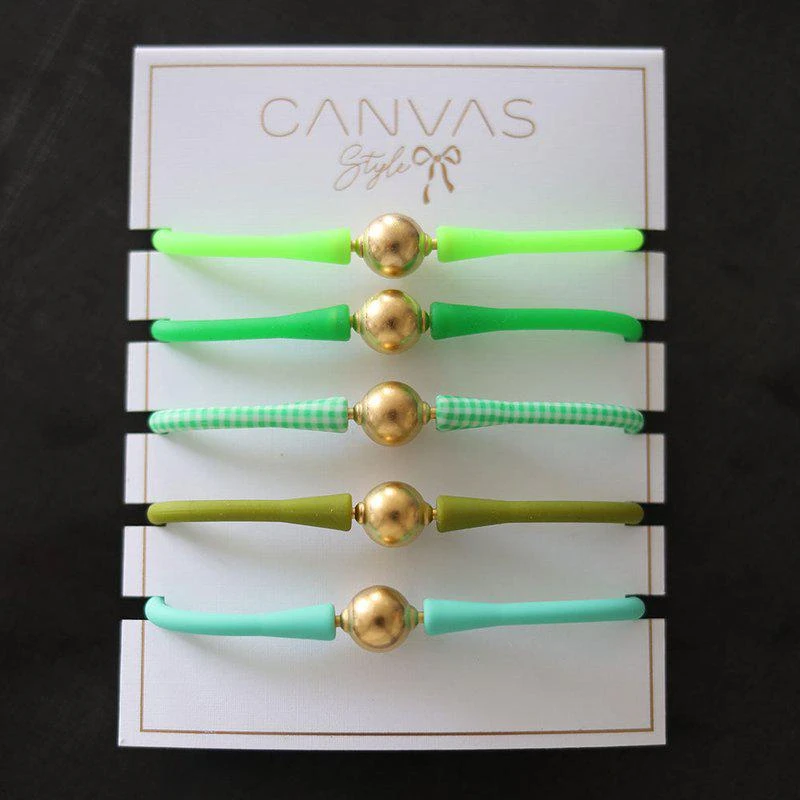 商品Canvas Style|Bali 24K Gold Silicone Bracelet Stack of 5,价格¥952,第2张图片详细描述