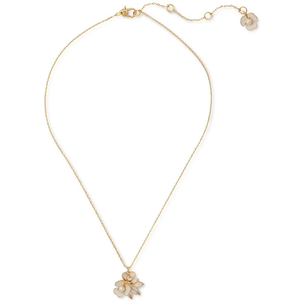 商品Kate Spade|Gold-Tone Crystal & Imitation Pearl Flower Cluster Pendant Necklace, 16" + 3" extender,价格¥390,第2张图片详细描述