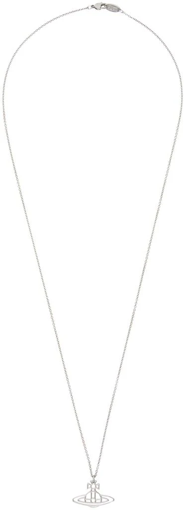 商品Vivienne Westwood|Silver Thin Lines Flat Orb Pendant Necklace,价格¥1220,第1张图片