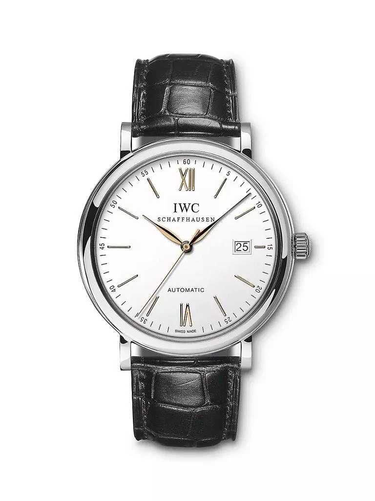 商品IWC Schaffhausen|Portofino Stainless Steel & Alligator Strap Watch,价格¥37855,第1张图片