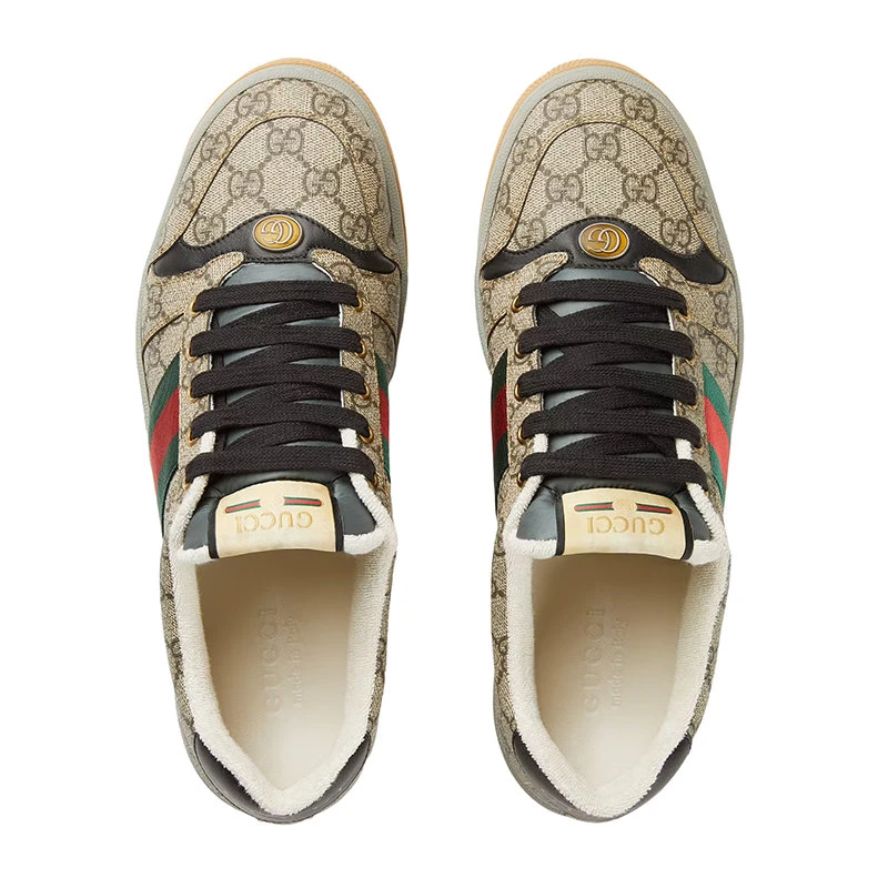 商品Gucci|【预售3-7天】GUCCI/古驰 Screener系列 男士米色和乌木色GG Supreme帆布运动鞋67453096GE09766,价格¥7305,第5张图片详细描述