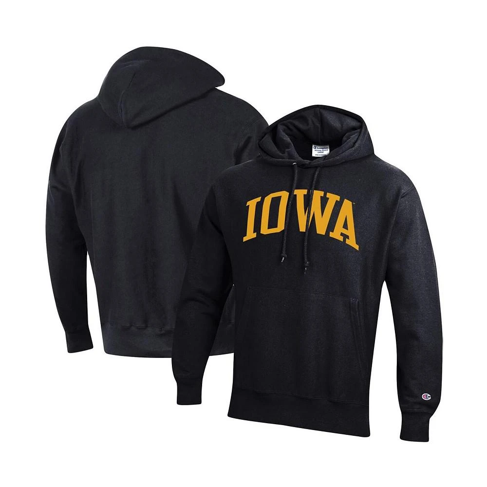 商品CHAMPION|Men's Black Iowa Hawkeyes Team Arch Reverse Weave Pullover Hoodie,价格¥625,第1张图片