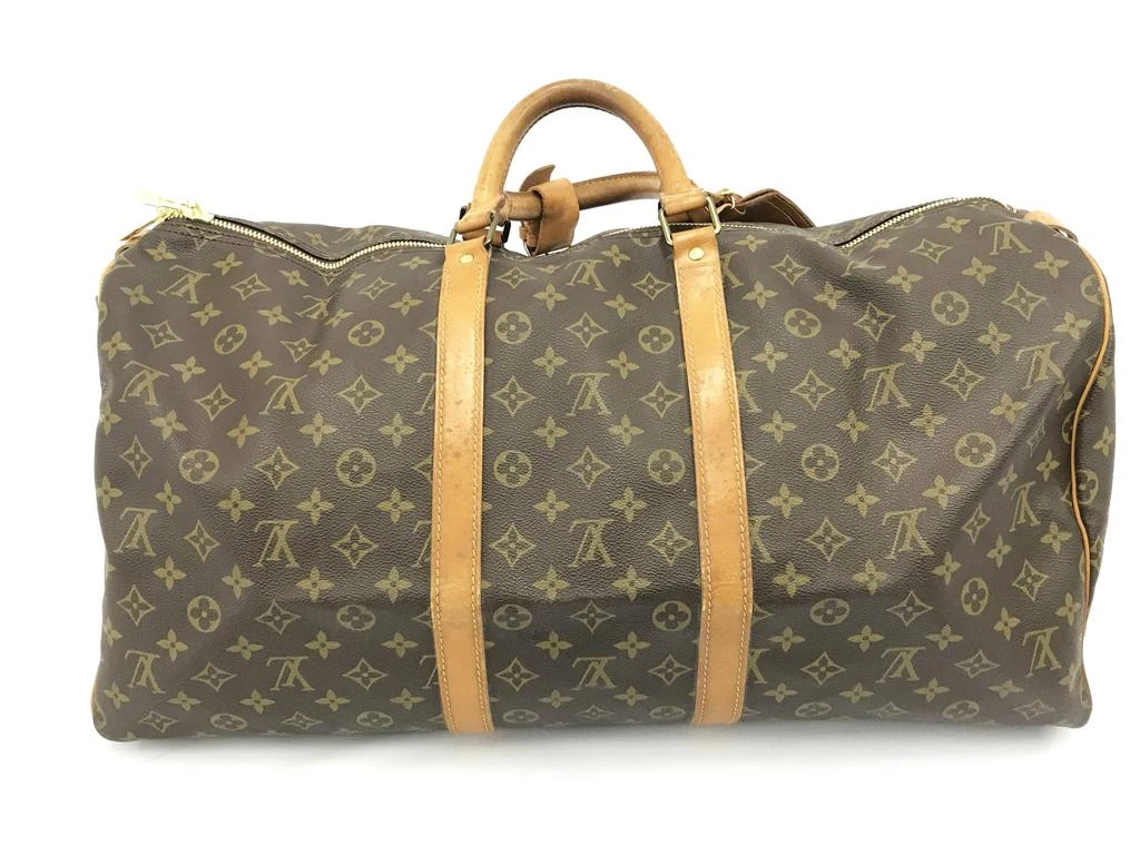 商品[二手商品] Louis Vuitton|Louis Vuitton Brown Monogram Canvas Leather Keepall 55 cm Duffle Bag Luggage,价格¥11076,第4张图片详细描述