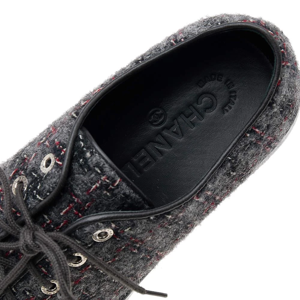 Chanel Grey Tweed And Leather CC Cap Toe Low Top Sneakers Size 38 商品