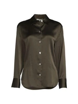 商品Vince|Relaxed Long-Sleeve Silk Shirt,价格¥1028,第3张图片详细描述