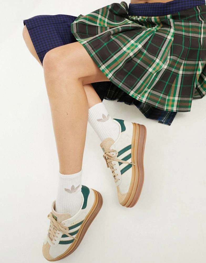 商品Adidas|adidas Originals Gazelle Bold platform trainers in cream/green with gum sole,价格¥853,第4张图片详细描述