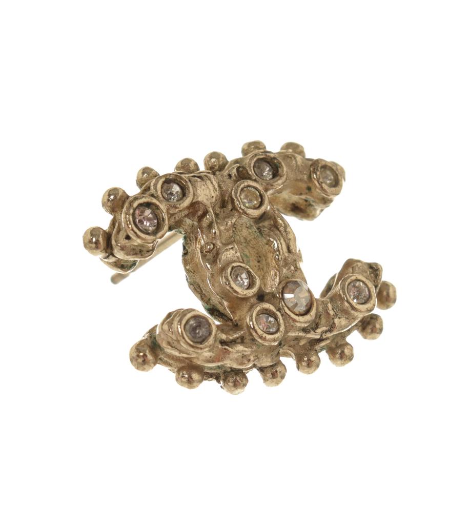 Chanel Rhinestone Gold CC Earrings商品第5张图片规格展示