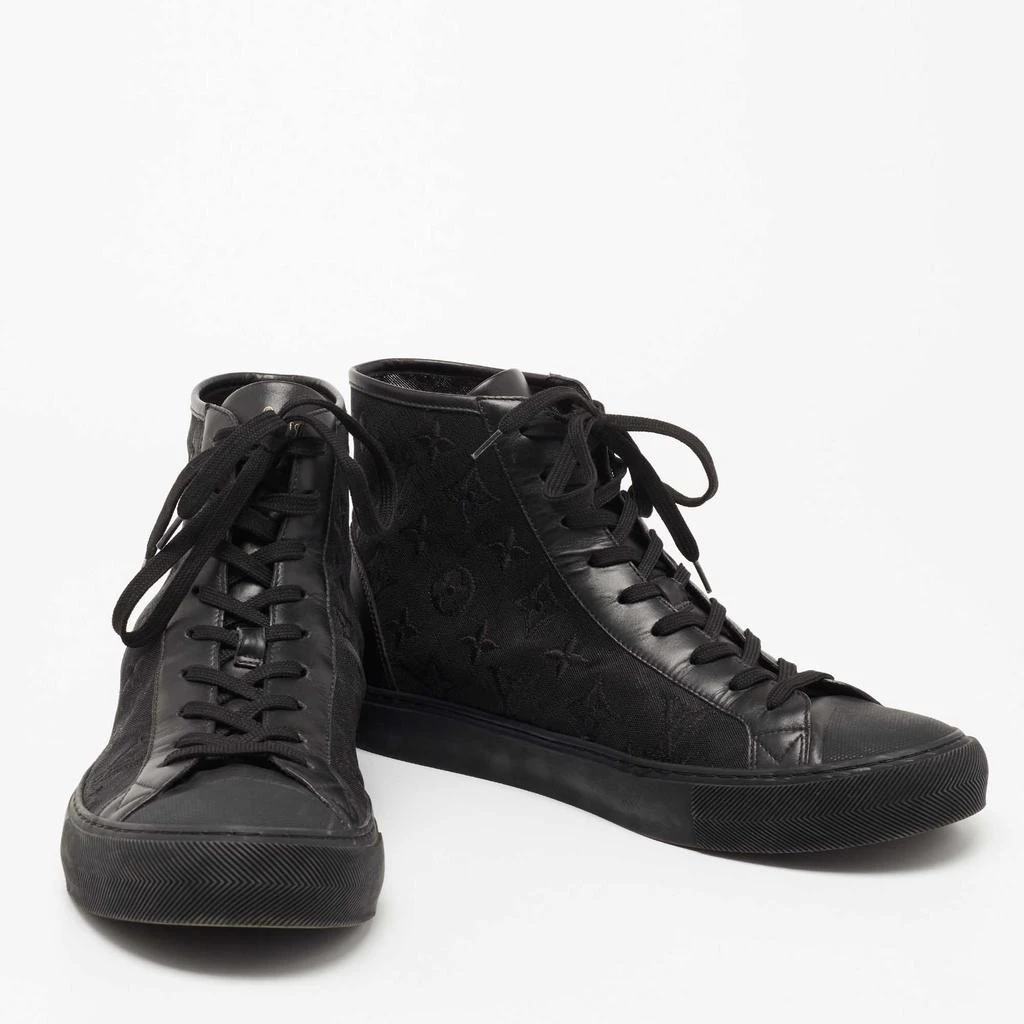 商品[二手商品] Louis Vuitton|Louis Vuitton Black Monogram Leather And Canvas Stellar High Top Sneakers Size 44,价格¥3709,第4张图片详细描述