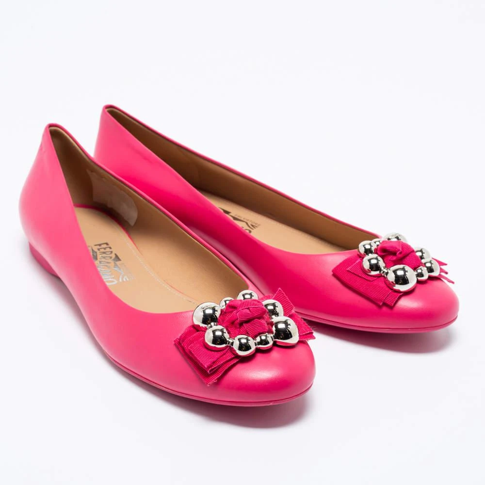 商品[二手商品] Salvatore Ferragamo|Salvatore Ferragamo Pink Leather Flair Ballet Flats Size 41,价格¥3094,第4张图片详细描述