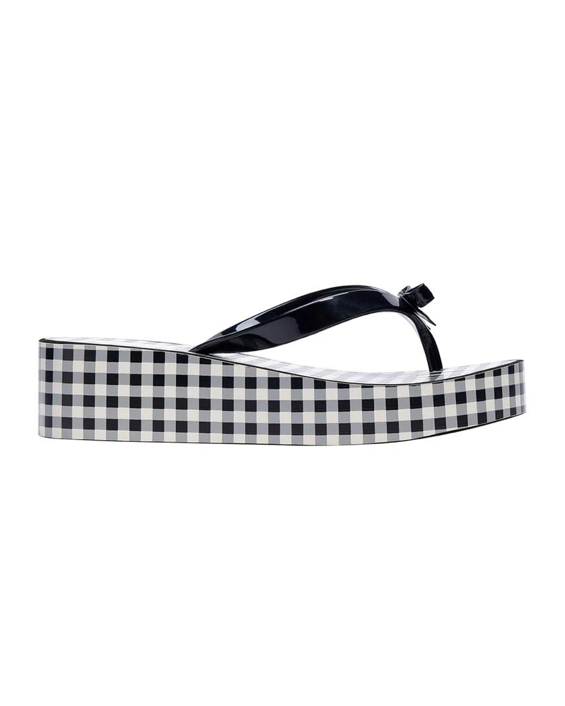 商品Kate Spade|rina gingham-print bow thong sandals,价格¥531,第1张图片