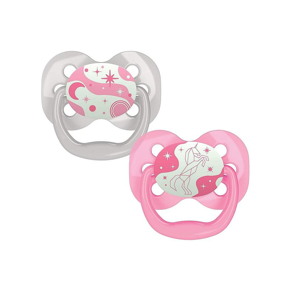 商品Dr. Browns|Advantage Symmetrical Pacifier, Pink, Glow-in-the-Dark, 2 Pack, 0-6m,价格¥112,第1张图片