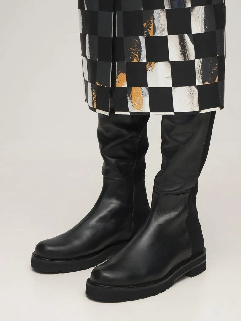商品Stuart Weitzman|30mm 5050 Lift Leather & Gabardine Boots,价格¥5561,第2张图片详细描述
