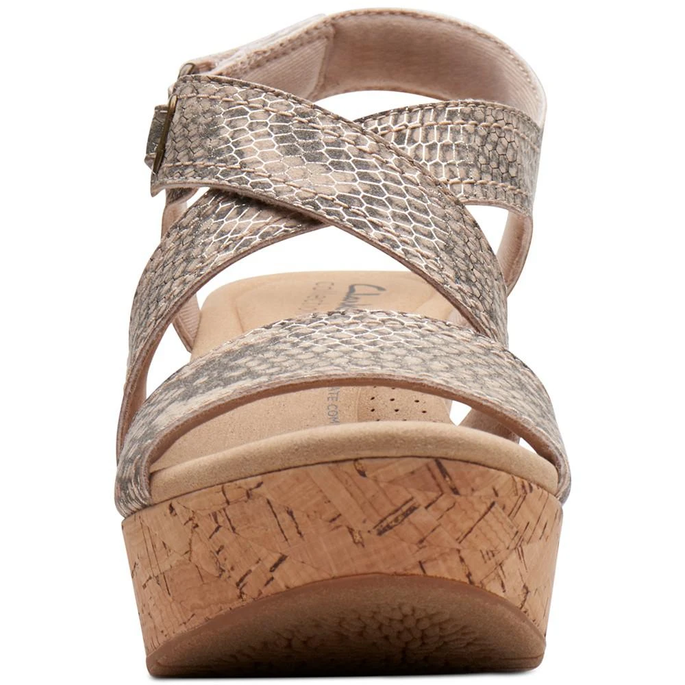 商品Clarks|Women's Rose Way Crisscross Cork-Wedge Sandals,价格¥439,第3张图片详细描述