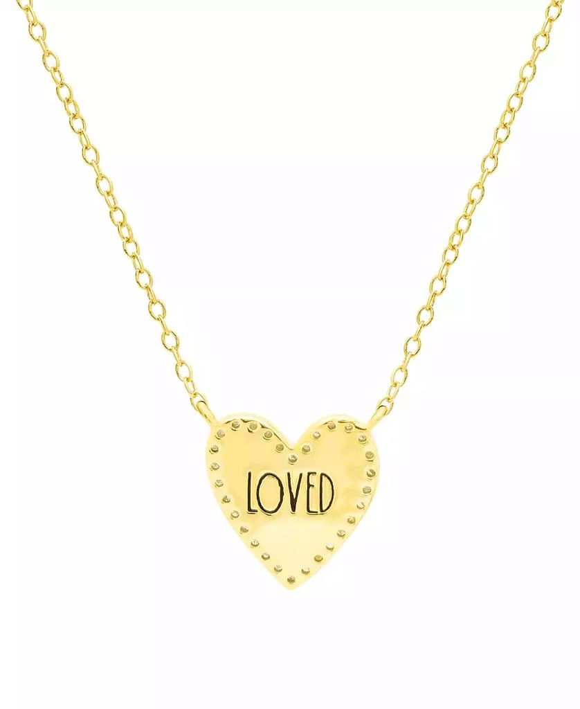 商品Macy's|Diamond Red Enamel Heart "Loved" 18" Pendant Necklace (1/8 ct. t.w.) in 14k Gold-Plated Sterling Silver,价格¥650,第4张图片详细描述