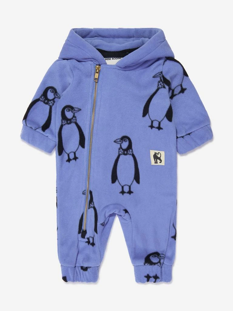 商品Mini Rodini|Baby Penguin Fleece Onesie in Blue,价格¥526,第1张图片