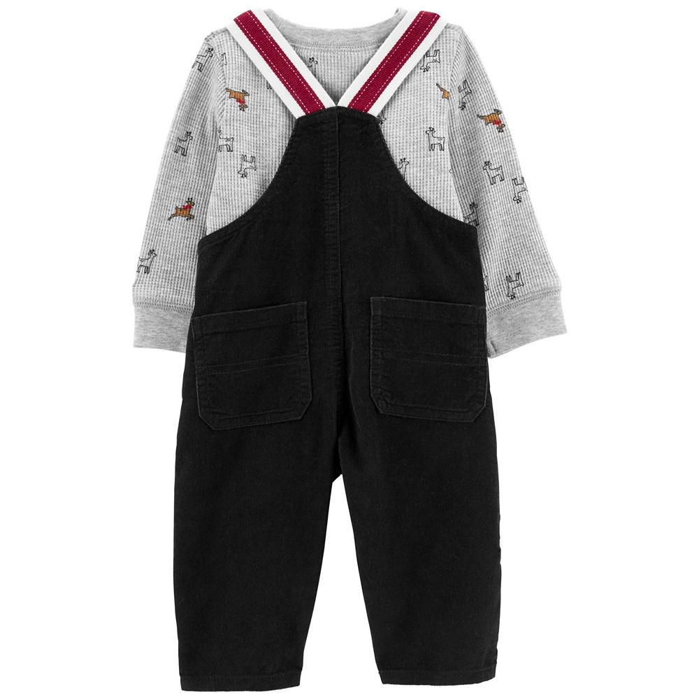 Baby Boys Thermal T-shirt and Overall, 2 Piece Set商品第2张图片规格展示