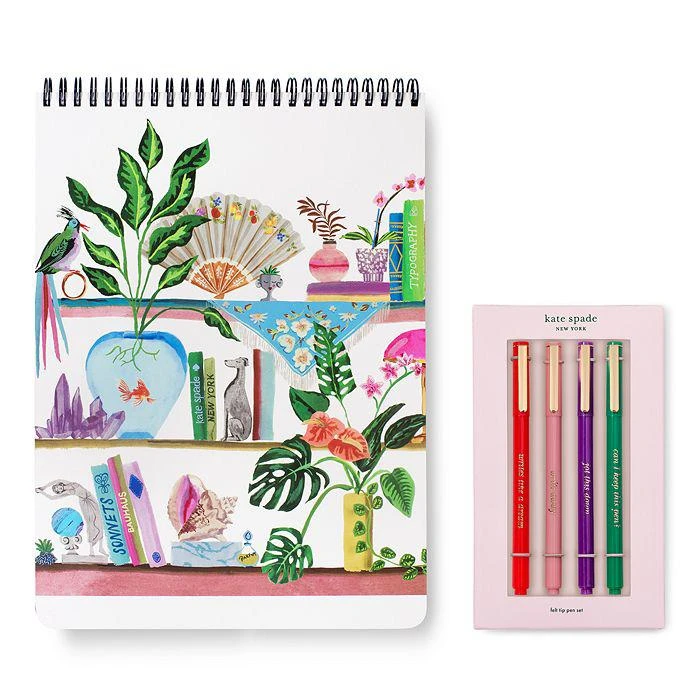 商品Kate Spade|Bookshelf Spiral Notebook and Pen Set,价格¥290,第1张图片详细描述