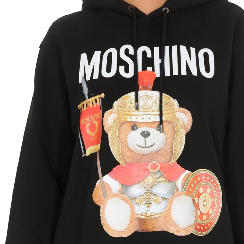 Moschino 莫斯奇诺 女士黑色罗马泰迪熊卫衣式连衣裙 EV0427-5527-2555-912 商品