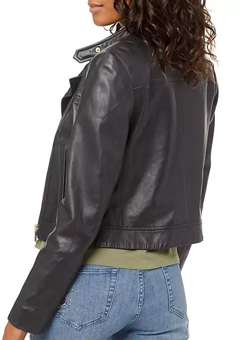 商品Michael Kors|Michael Kors Womens Leather Moto Jacket,价格¥1877,第2张图片详细描述