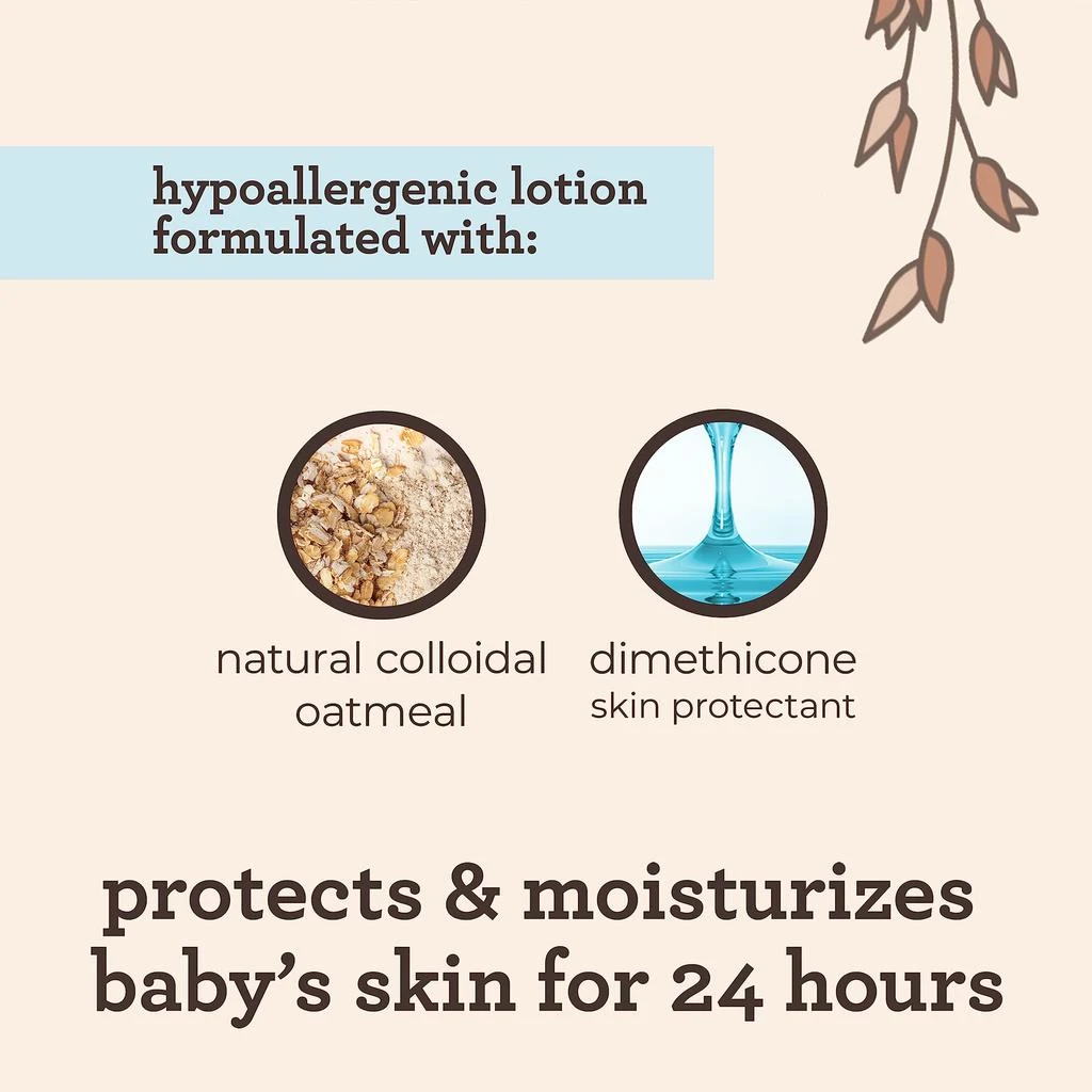 商品Aveeno|Aveeno Baby Daily Moisture Moisturizing Lotion for Delicate Skin with Natural Colloidal Oatmeal & Dimethicone, Hypoallergenic, Fragrance-, Phthalate- & Paraben-Free, 18 fl. oz (Package May Vary),价格¥217,第4张图片详细描述
