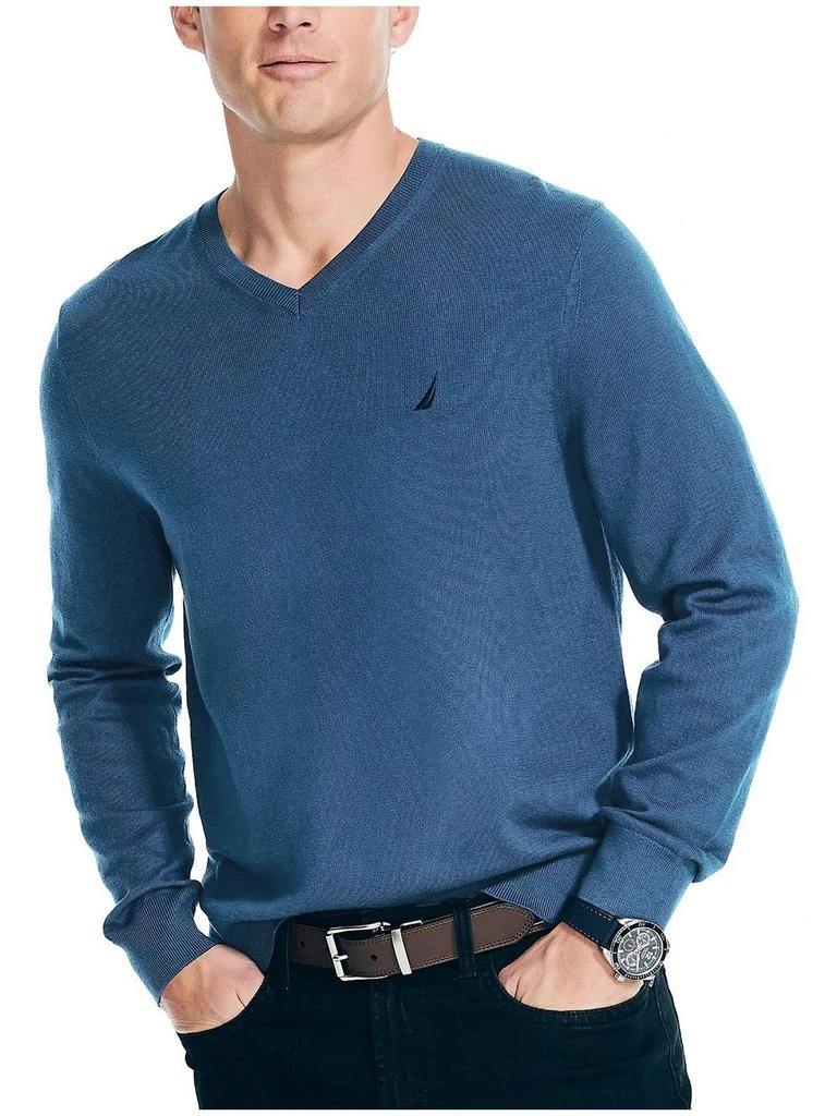 商品Nautica|Mens Logo Long Sleeves V-Neck Sweater,价格¥302,第2张图片详细描述