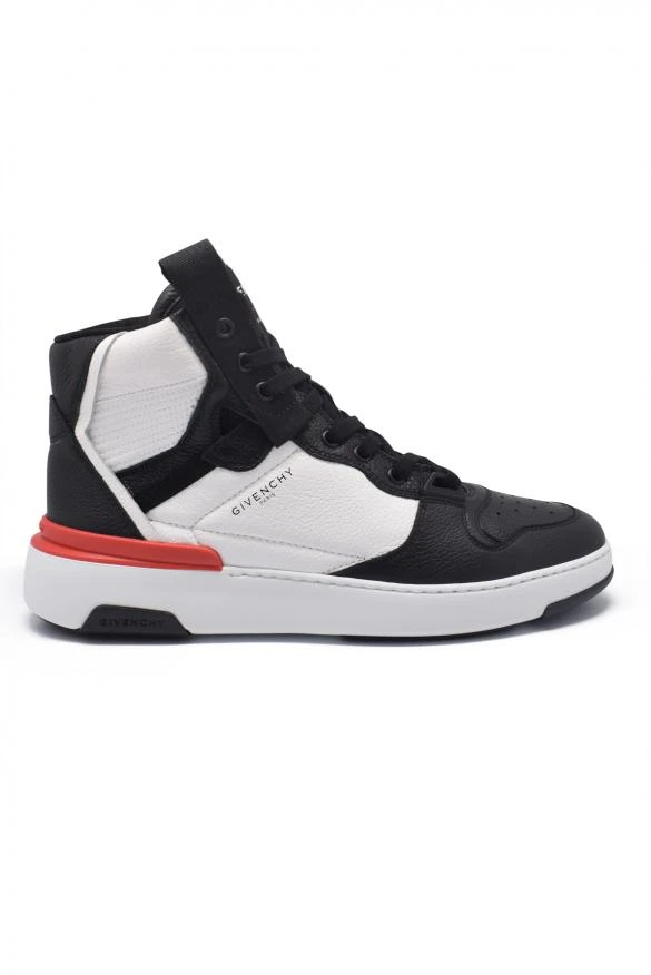 商品Givenchy|Men's luxury sneakers givenchy high top sneakers in black and white leather,价格¥5116,第1张图片