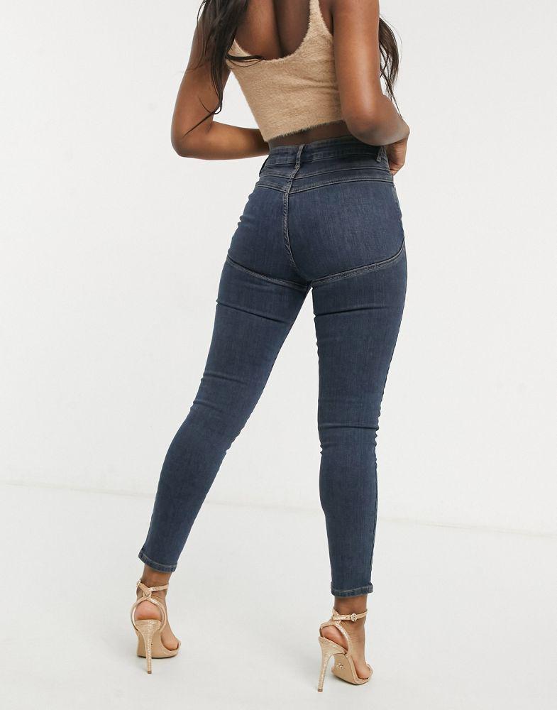 ASOS DESIGN high rise 'Lift and Contour' skinny jeans in darkwash商品第2张图片规格展示
