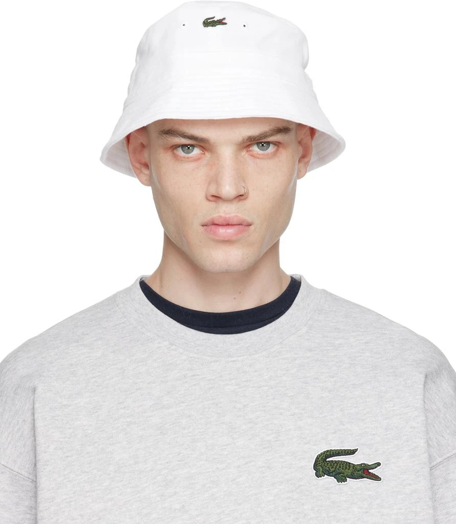 商品Lacoste|White Unisex Organic Cotton Bucket Hat,价格¥454,第1张图片