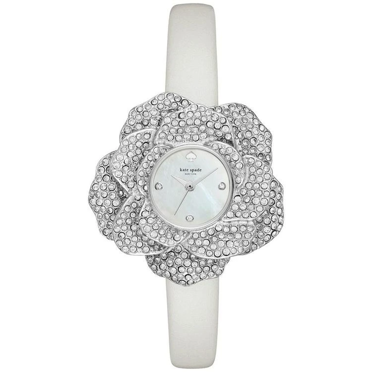 商品Kate Spade|Women's Crystal-Rose White Leather Band 腕表26mm KSW1316,价格¥823,第1张图片