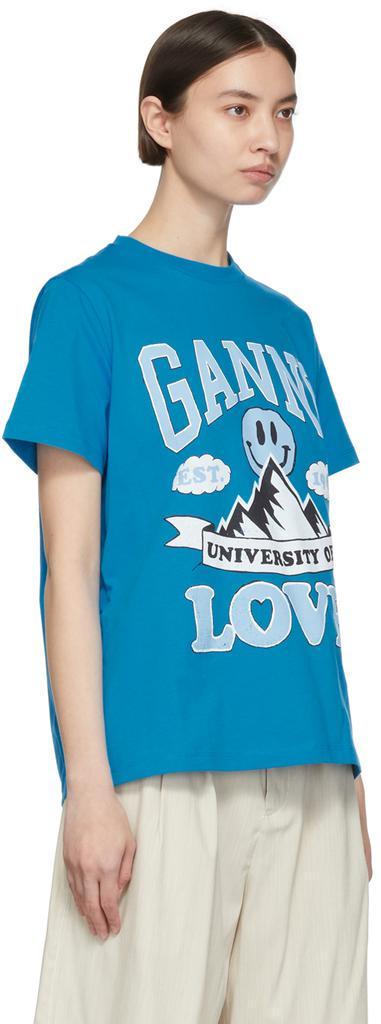 商品Ganni|Blue Organic Cotton T-Shirt,价格¥612,第4张图片详细描述