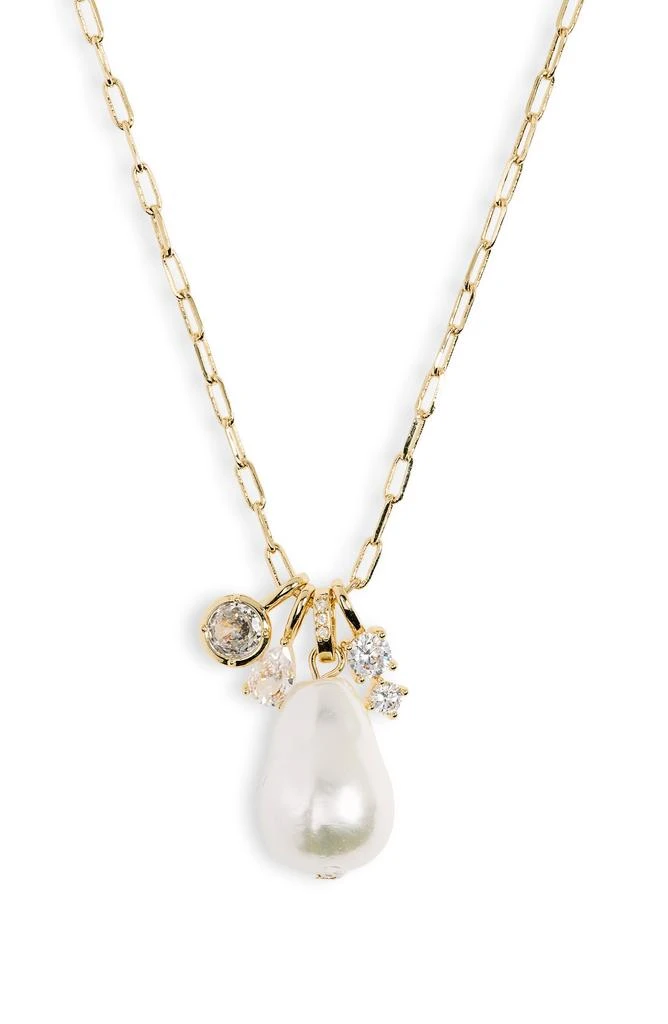 商品Nordstrom|CZ & Faux Pearl Dangle Charm Necklace,价格¥81,第1张图片