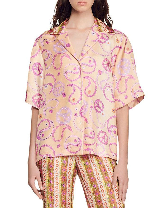 商品Sandro|Kimy Floral Print Silk Shirt,价格¥1385,第1张图片