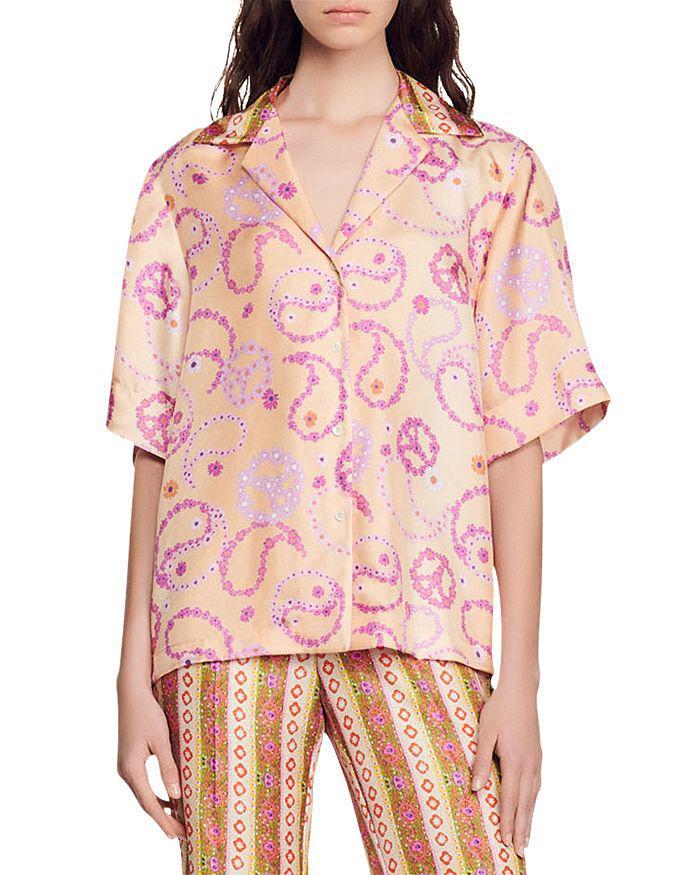 商品Sandro|Kimy Floral Print Silk Shirt,价格¥1312,第3张图片详细描述