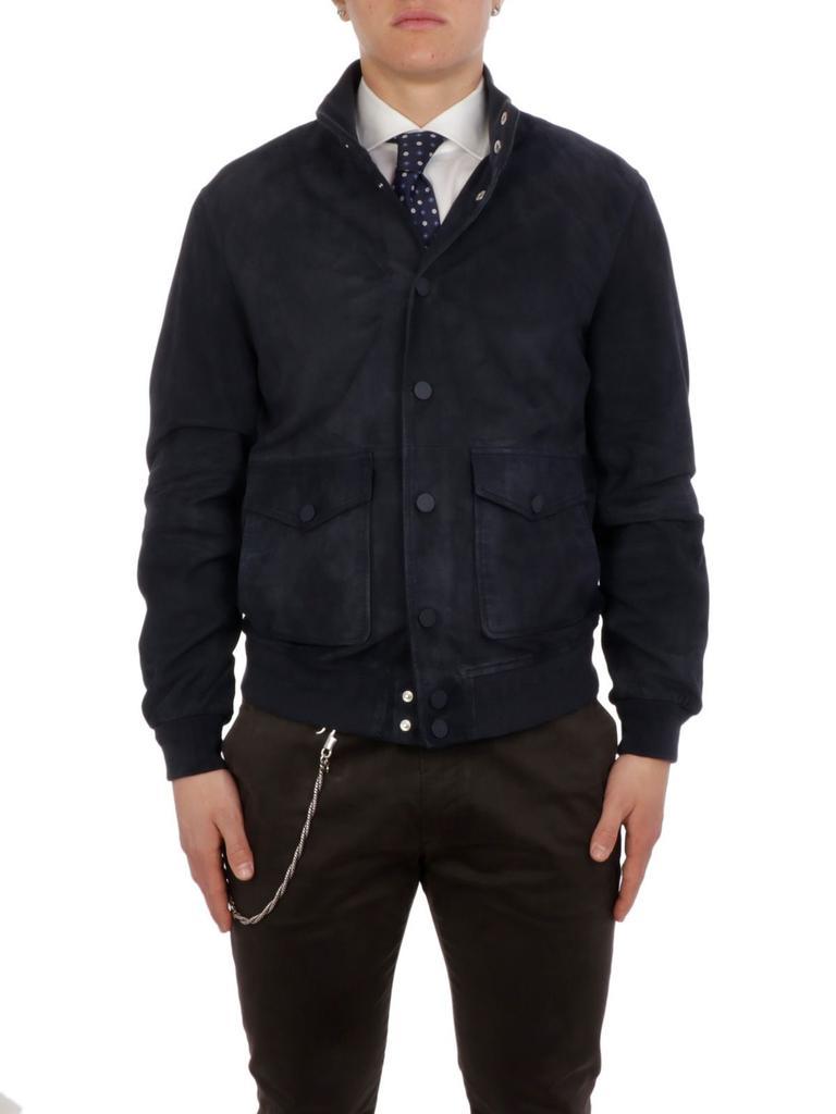 商品THE JACK LEATHERS|The Jack Leathers Men's  Blue Cotton Outerwear Jacket,价格¥3326,第4张图片详细描述