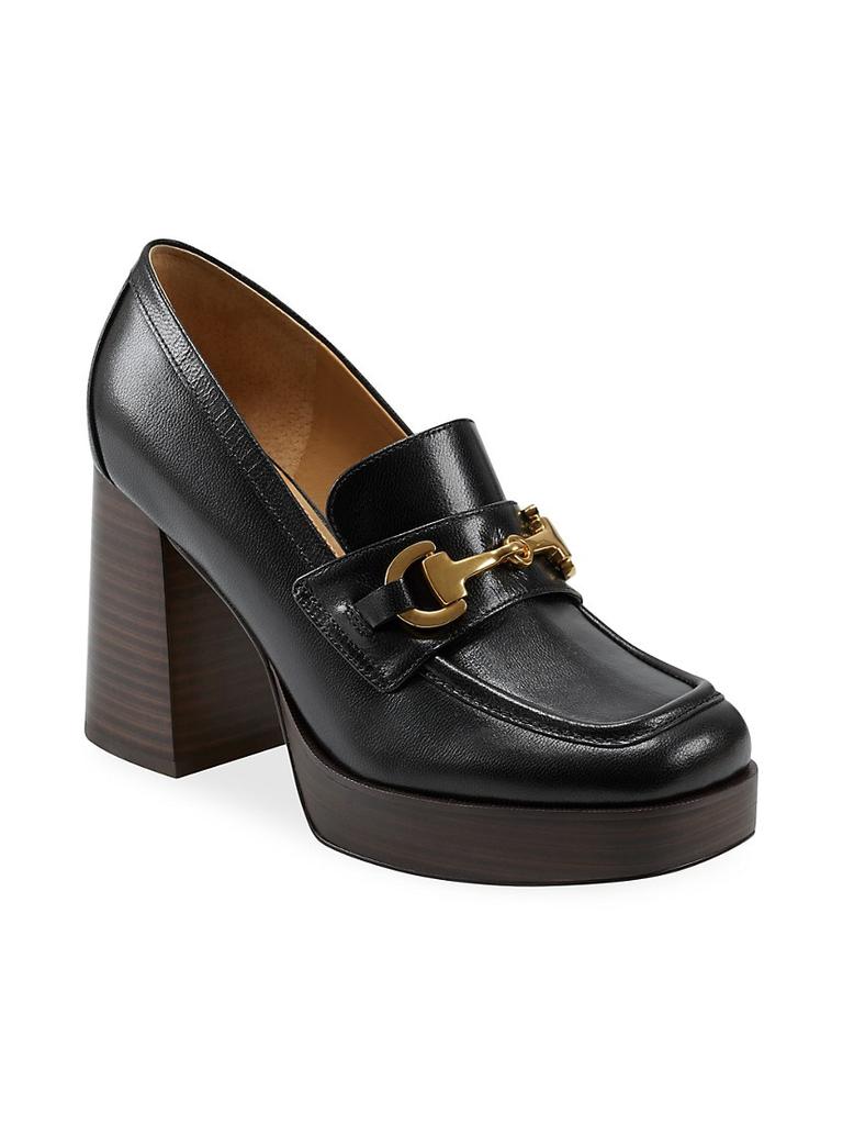 Machi 85MM Leather Block-Heel Loafers商品第2张图片规格展示