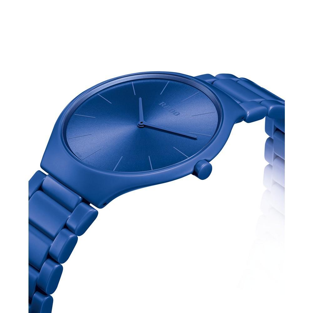商品Rado|Unisex Swiss True Thinline Les Couleurs Le Corbusier Blue High-Tech Ceramic Bracelet Watch 39mm,价格¥15256,第4张图片详细描述