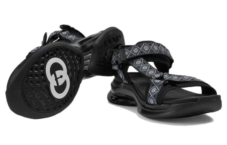 商品[国内直发] Gucci|古驰 RUN 露趾魔术贴 沙滩凉鞋 男款 黑色,价格¥2530,第7张图片详细描述