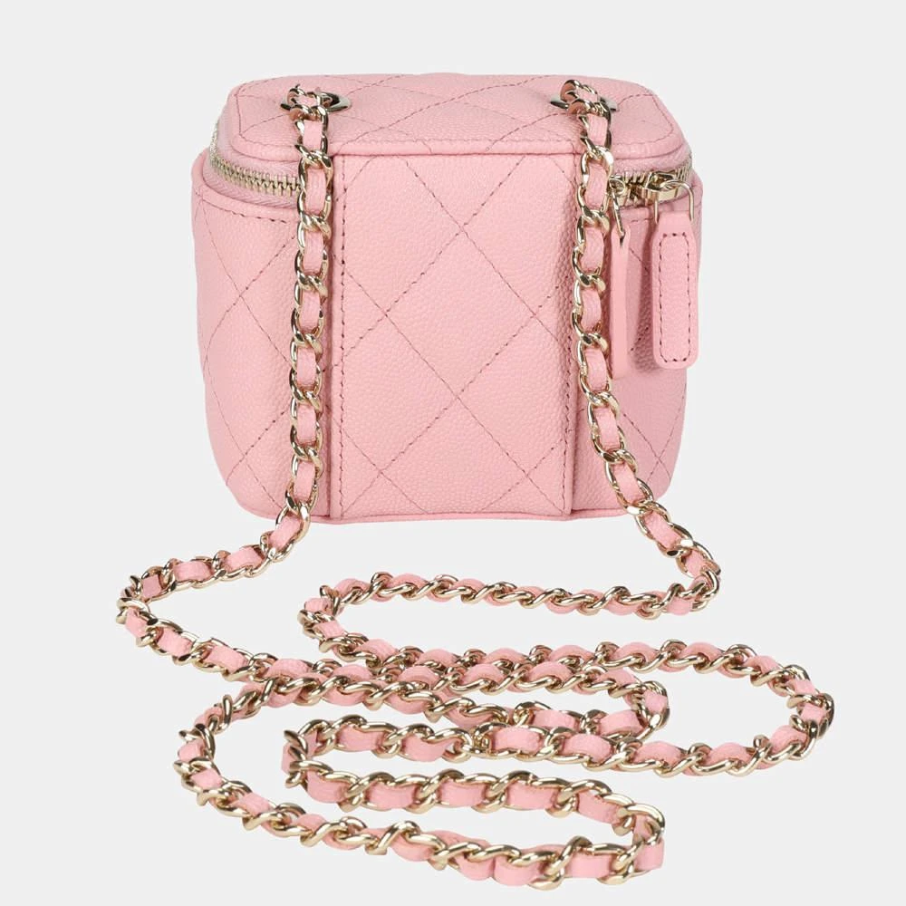 商品[二手商品] Chanel|Chanel Pink Quilted Caviar Mini Vanity Case with Chain,价格¥32168,第3张图片详细描述