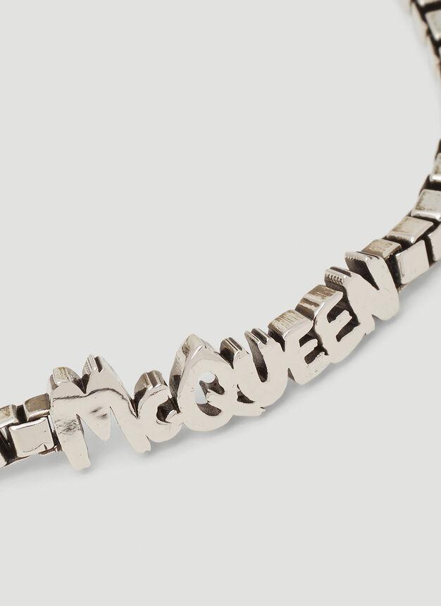 商品Alexander McQueen|Graffiti Logo Bracelet in Silver,价格¥2730,第5张图片详细描述