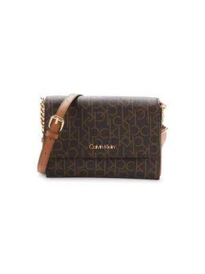 商品Calvin Klein|Monogram Print Leather Crossbody Bag,价格¥450,第1张图片