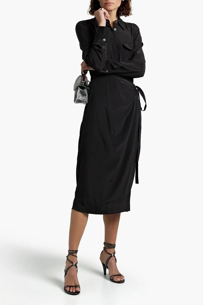 商品Equipment|Quentell draped silk crepe de chine midi wrap dress,价格¥1720,第4张图片详细描述