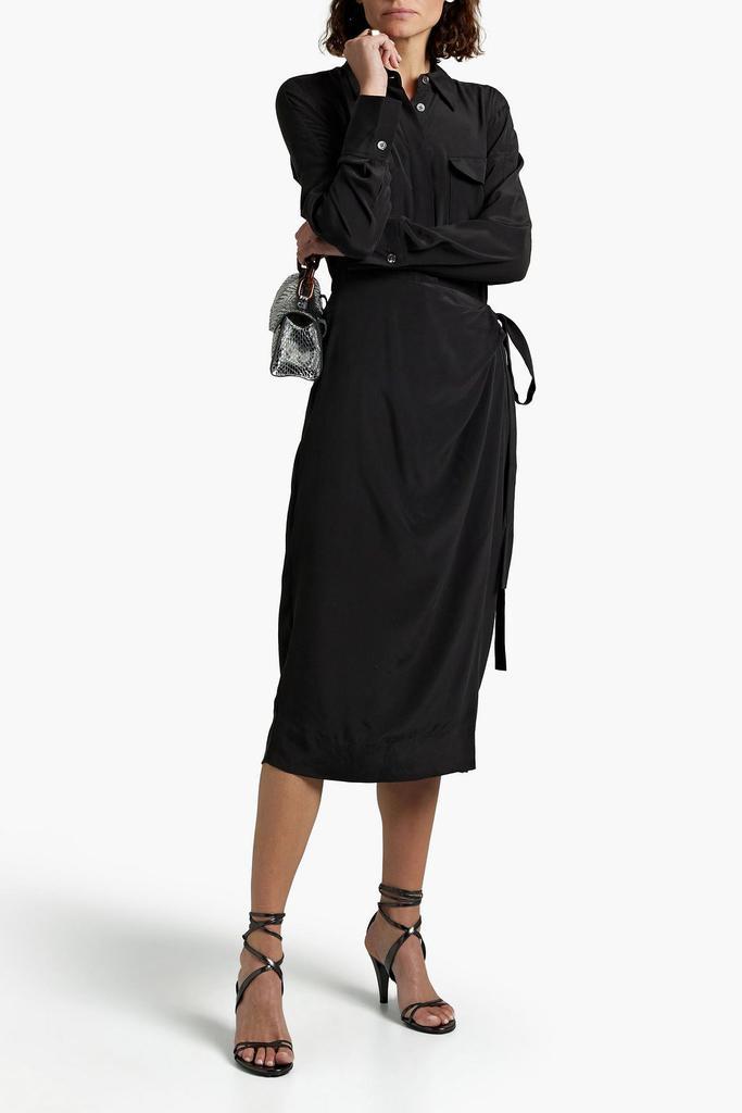 商品Equipment|Quentell draped silk crepe de chine midi wrap dress,价格¥1632,第6张图片详细描述