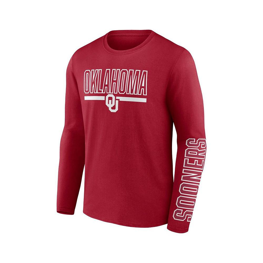 Men's Branded Crimson Oklahoma Sooners Modern Two-Hit Long Sleeve T-shirt商品第3张图片规格展示