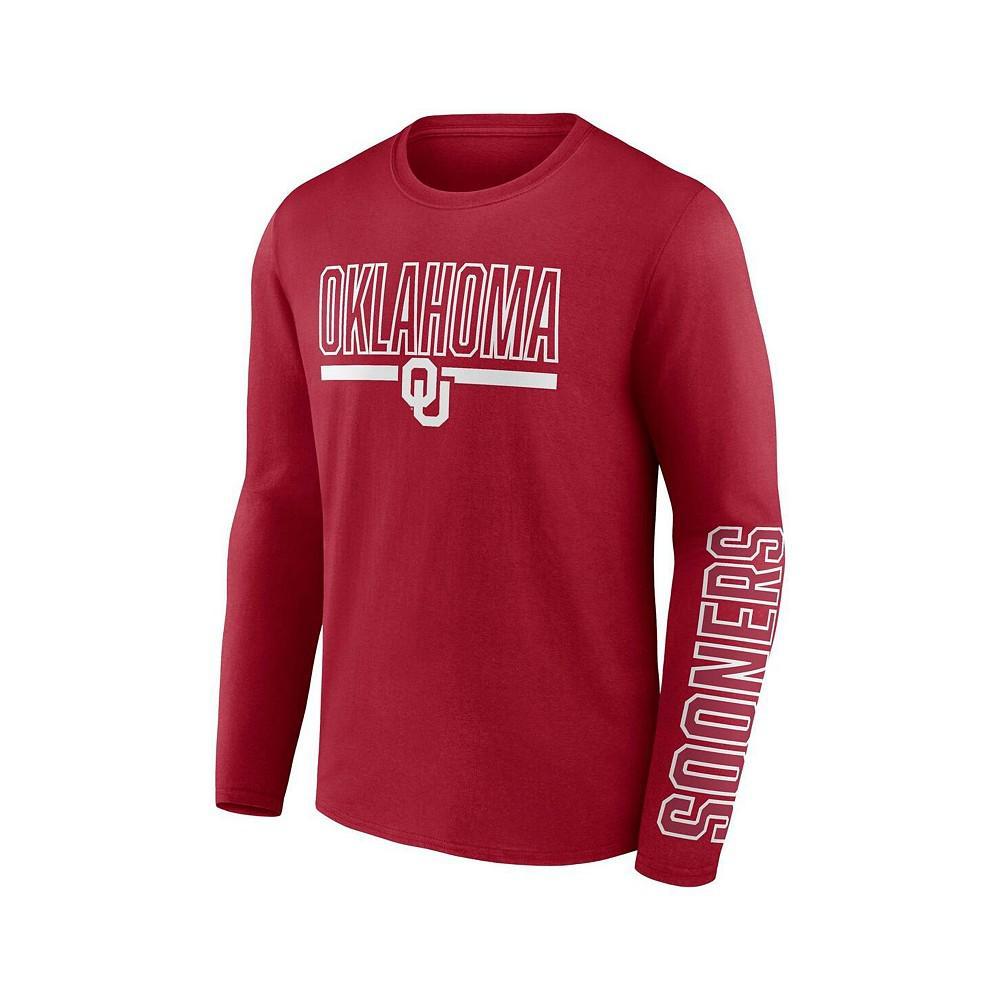 商品Fanatics|Men's Branded Crimson Oklahoma Sooners Modern Two-Hit Long Sleeve T-shirt,价格¥252,第5张图片详细描述