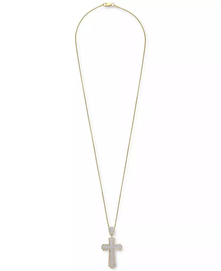 商品Macy's|Men's Cross 22" Pendant Necklace (1 ct. t.w.) in 14k Gold-Plated Sterling Silver Or Sterling Silver,价格¥3132,第3张图片详细描述