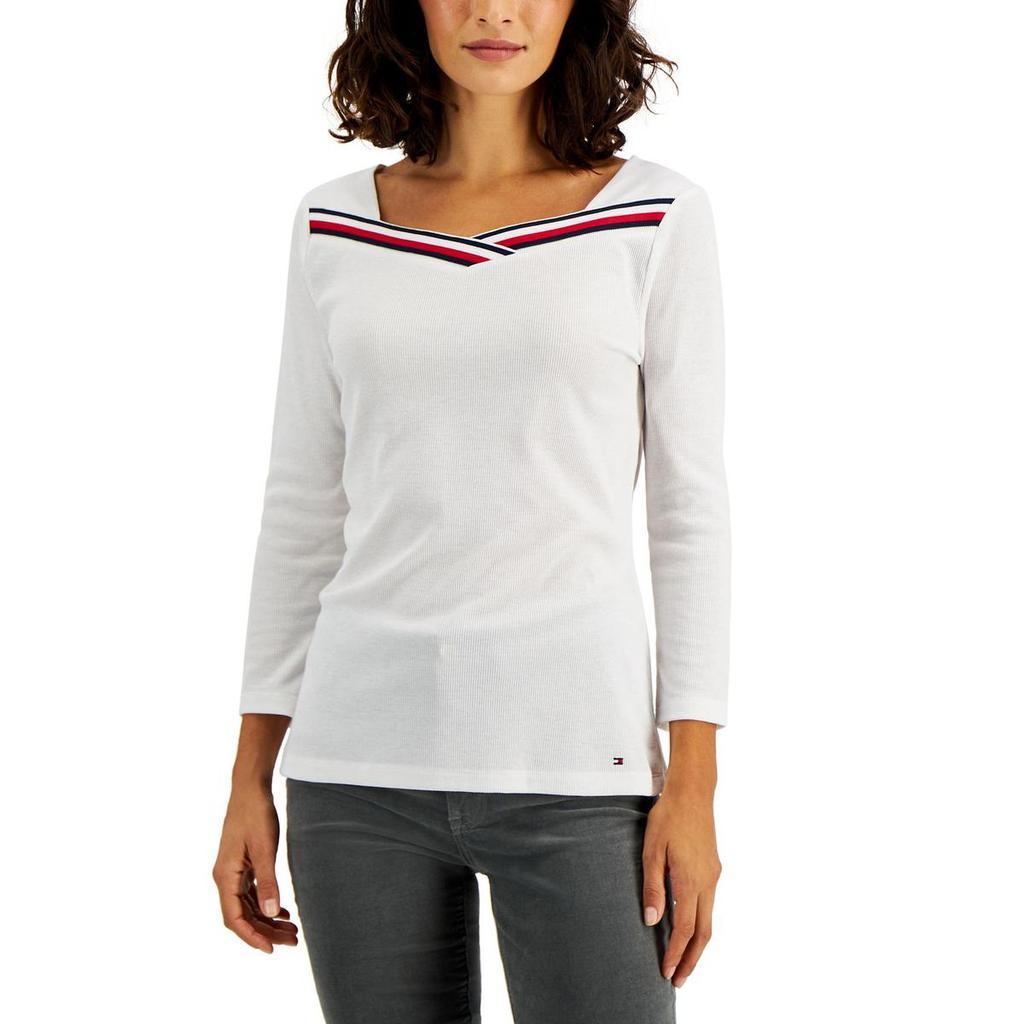 商品Tommy Hilfiger|Tommy Hilfiger Womens Knit Square Neck Pullover Top,价格¥170,第1张图片