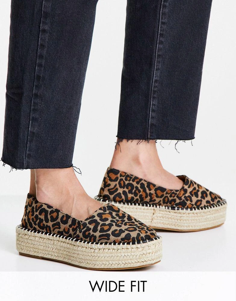 商品ASOS|ASOS DESIGN Wide Fit July flatform espadrilles in leopard,价格¥89,第1张图片