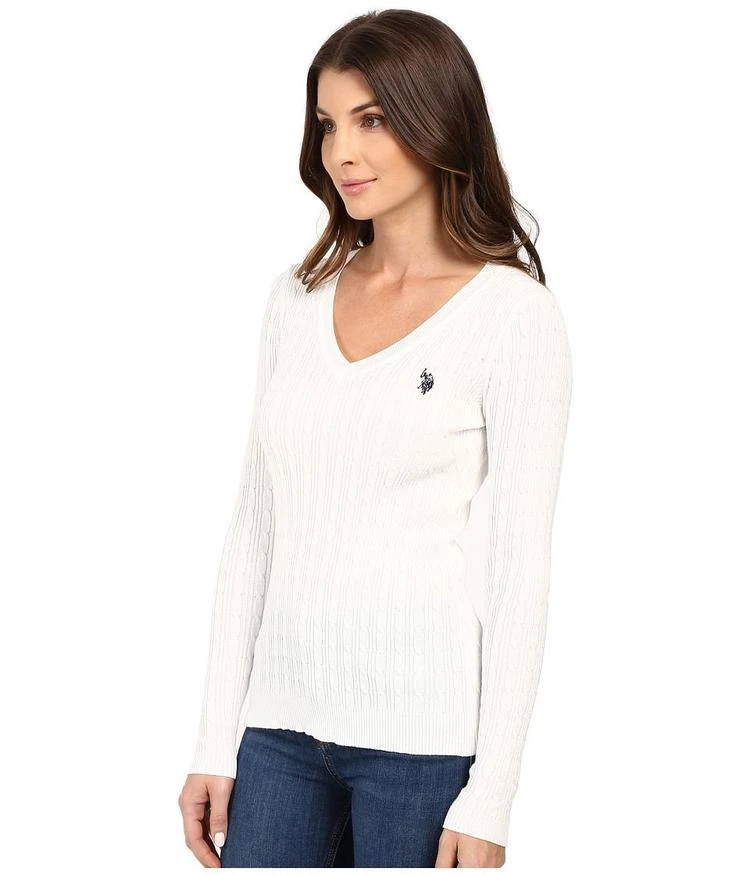 商品U.S. POLO ASSN.|U.S. POLO ASSN. Solid Cable Knit V-Neck Pullover,价格¥135,第2张图片详细描述