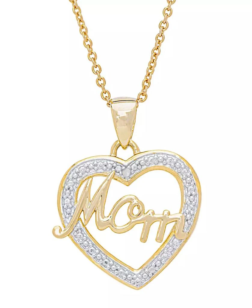 商品Macy's|Women's Diamond Accent 'Mom' Heart Pendant Necklace,价格¥346,第1张图片