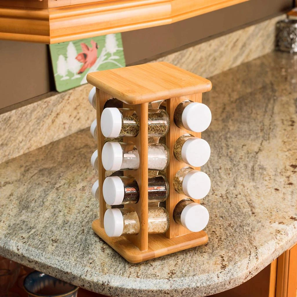 商品Home Basics|Home Basics 16 Piece Bamboo Revolving Spice Rack,价格¥226,第2张图片详细描述